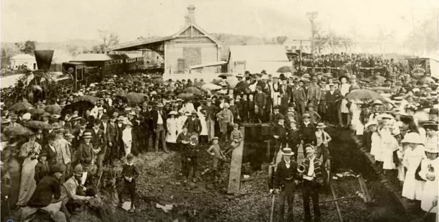 Old photograph of the opening of the Northern Rivers Line.