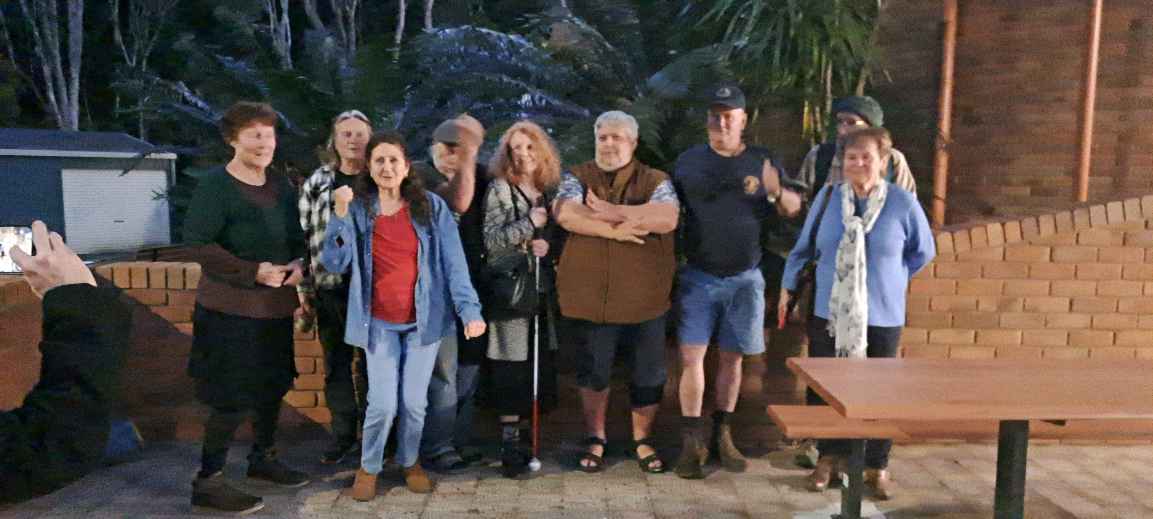 Lydia Kindred with train supporters outside the council chambers.